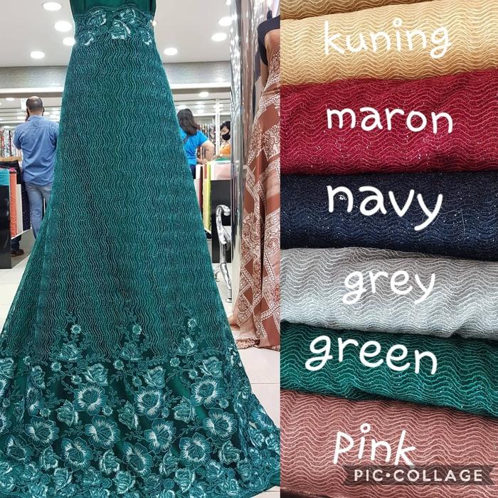 Kain Tille tulle bordir rossy bahan gown gamis