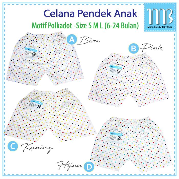 MIYO Celana Pendek Bayi Bintik Polkadot S M L 6 12 18 24 Bulan MIYO
