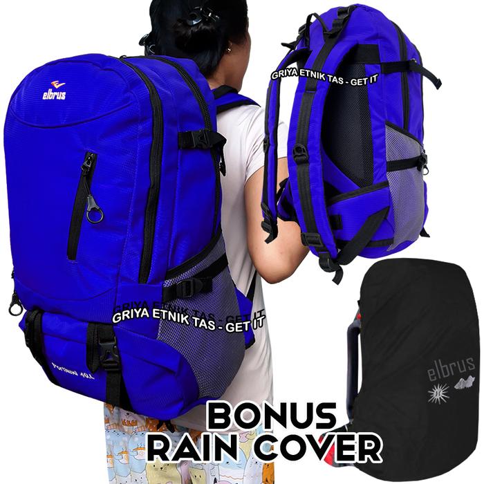 Tas ransel pria elbrus 40 Liter bonus jas hujan - Backpack pria Laptop