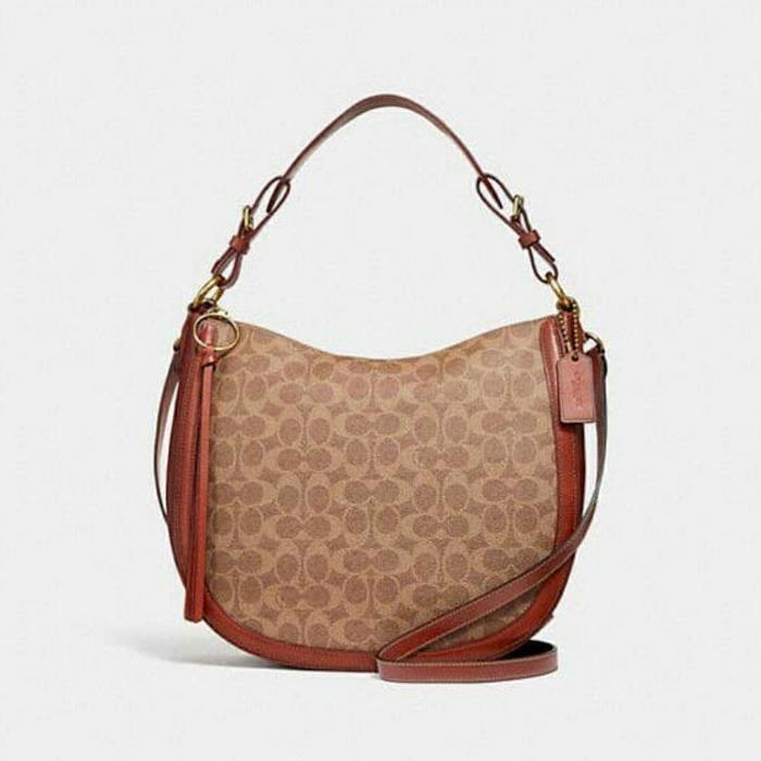 Authentic 100% Coach Signature Canvas Sutton Hobo Crossbody