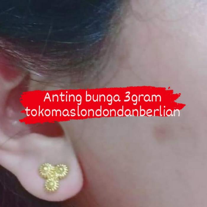 Anting Kerabu Bunga Mas asli 24K Kadar 999,9%
