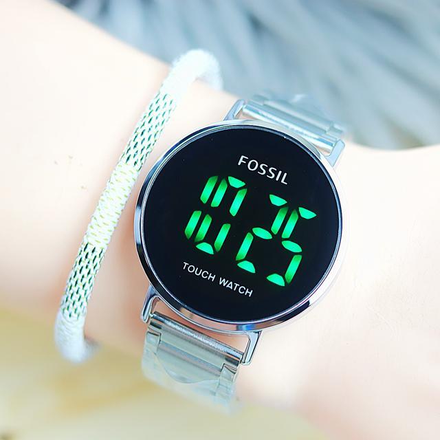 Jam Tangan Wanita Fossil LED Rantai Stainless Free Gelang