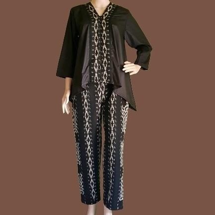 baju tenun set blouse batwing dan celana