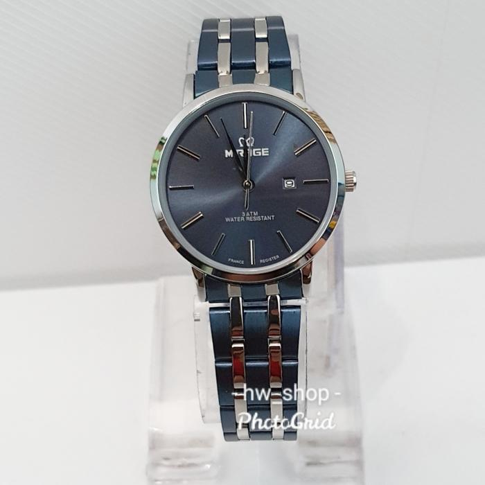 Jam Tangan Wanita Mirage 8734 Biru Lis Silver Original