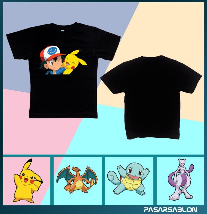 Kaos Pokemon Anak Pikachu Charmander Squirtle Mewtwo Go