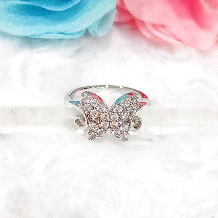 Cincin Kupu Silver XUPING Perhiasan Lapis Emas Putih