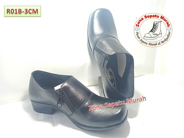 Sepatu pdh Polwan kulit asli R01B-3cm standar Polri merk B2R