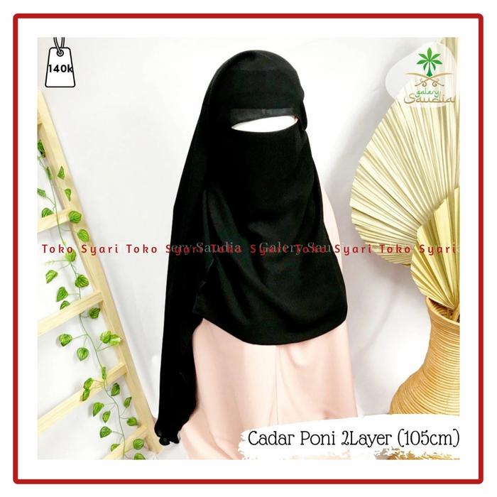 Cadar Niqab Niqob Poni Original Impor Arab Saudi 2 Layer