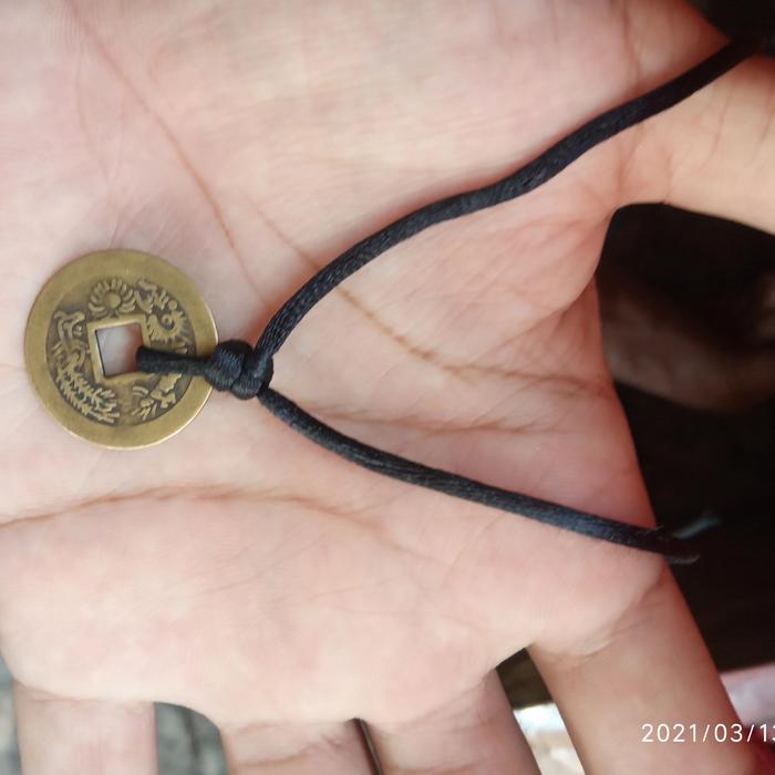 kalung koin tali hitam pria/wanita