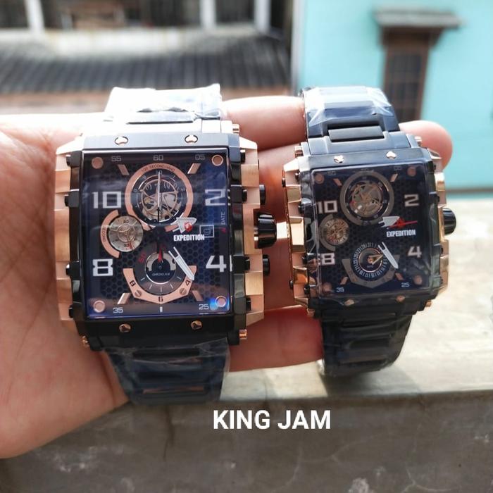 Jam Tangan Couple Expedition E 6757 Original Black Rosegold