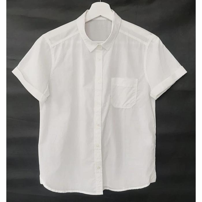 Shirt White Uniqlo Unisex kemeja putih branded pria