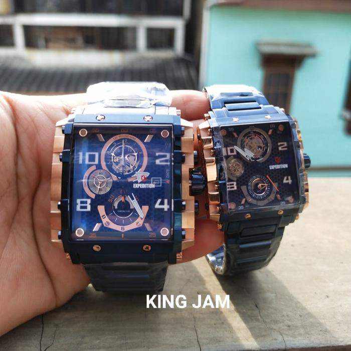 Jam Tangan Couple Expedition E6757 E 6757 Original Blue Rosegold