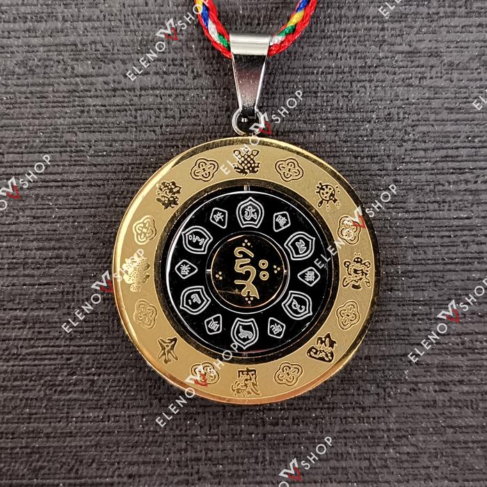 Kalung Titanium Doa Om Mani Padme Hum Astamanggala Premium Quality
