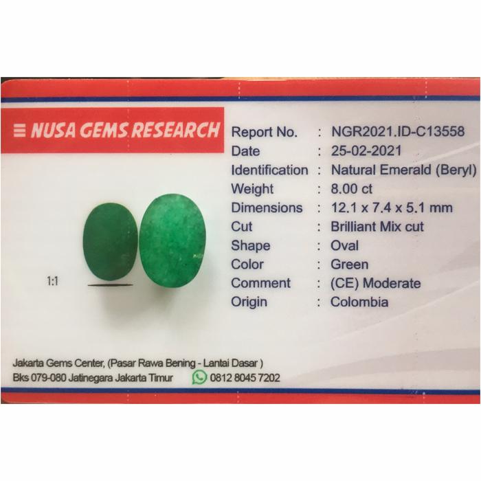 Natural Emerald Beryl Zamrud - Zambrut - Colombia Oval - Memo NGR