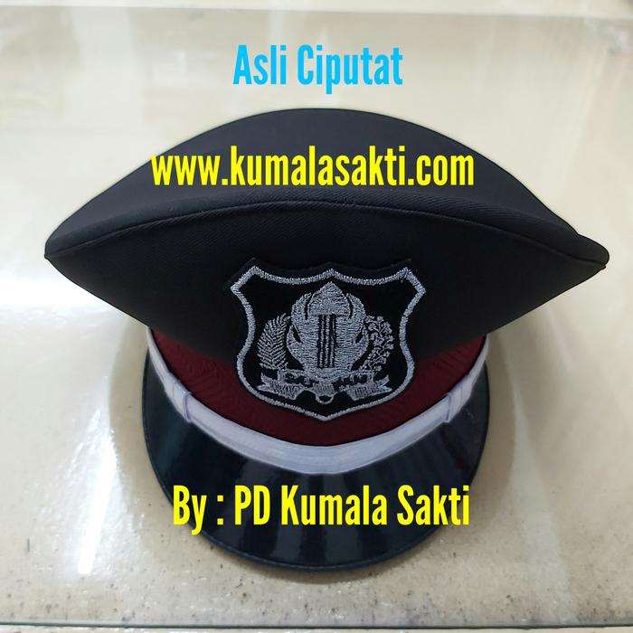 Topi Pet Satpam Ciputat Asli Coklat Madya|Pet PDH Security|Topi Jala