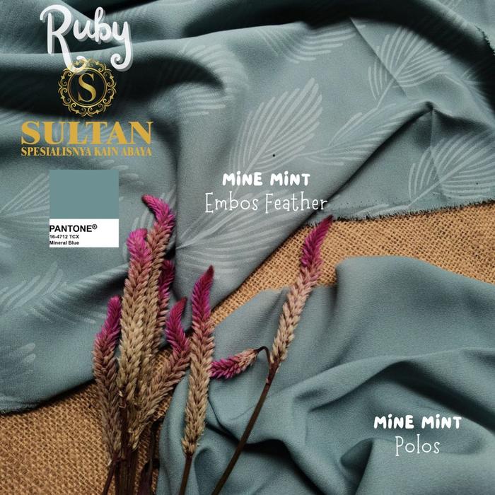 50CM EMBOS FEATHER RUBY WOLLYCREPE WARNA MINE MINT KAIN SULTAN