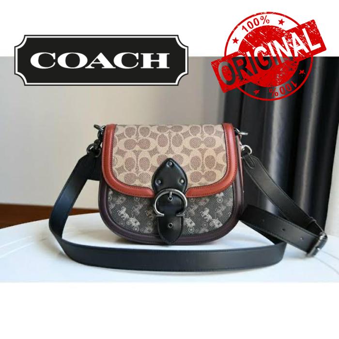 Coach Beat Classic Saddle Bag Signature Canvas with Horse Carriage