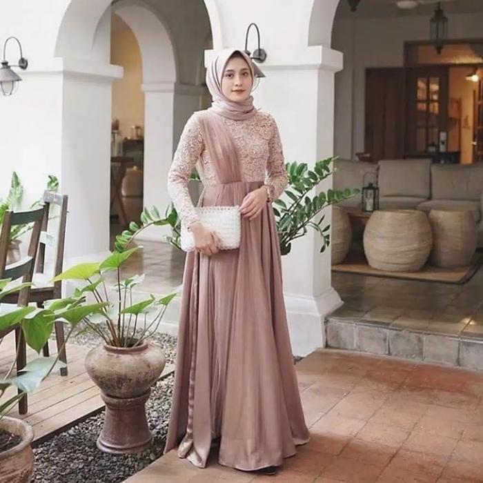Stevia Dress Baju Gamis Maxy Brukat kondangan Pesta Muslim Murah