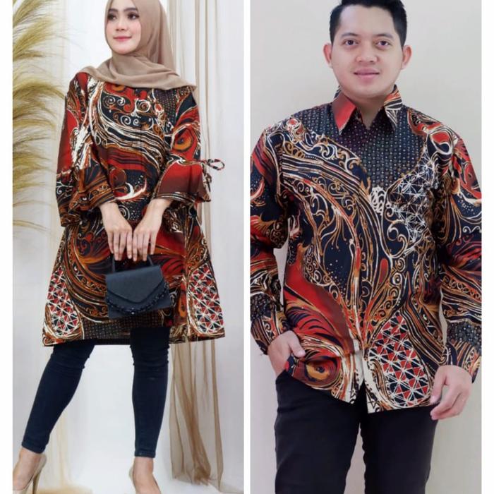 Dress batik couple, Batik pasangan, sarimbitan Batik Kalimataya NR 09