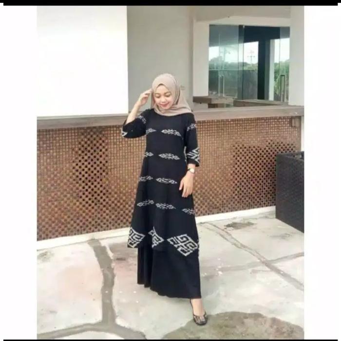 Atasan Wanita Tunik Muslim Tenun Batik Jepara - Tenun Ikat Troso