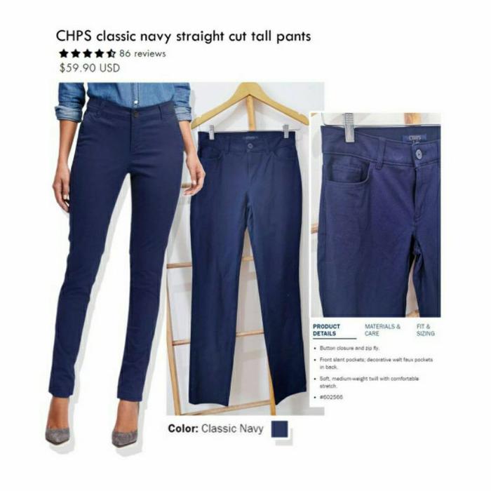 Celana Bahan Chaps Classic Navy Straight Cut Tall Pants