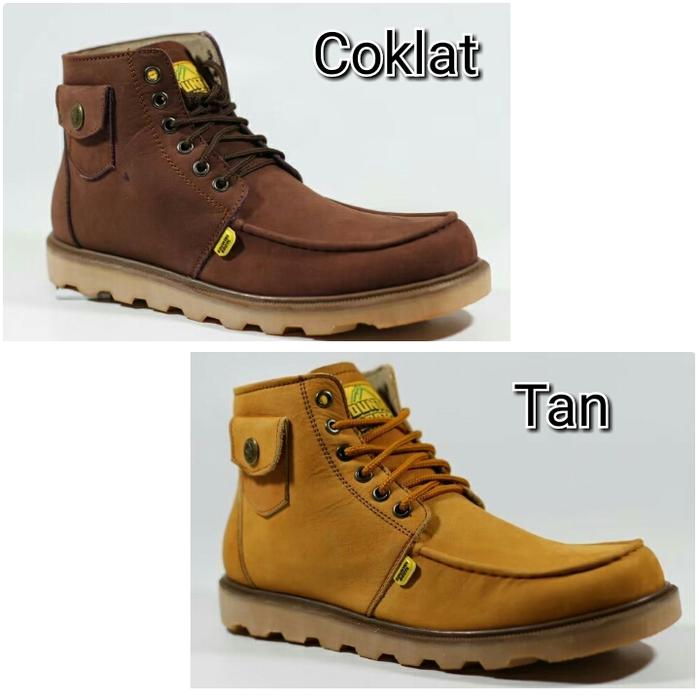 SEPATU BOOT KULIT PRIA COUNTRY BOOTS SAKU ORIGINAL COKLAT / TAN