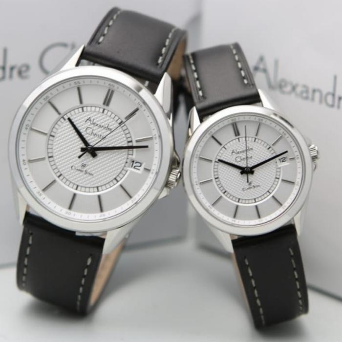 Jam Tangan Couple Alexandre Christie Original AC8649 Black White