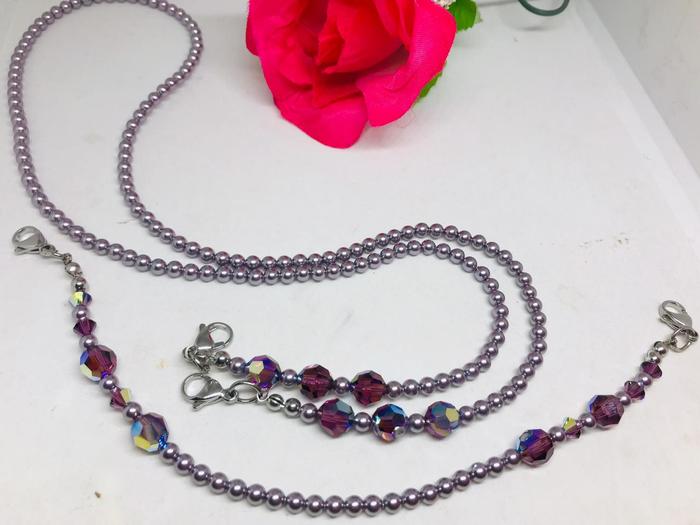1 Set Kalung Konektor Mutiara Swarovski x Kristal Swarovski
