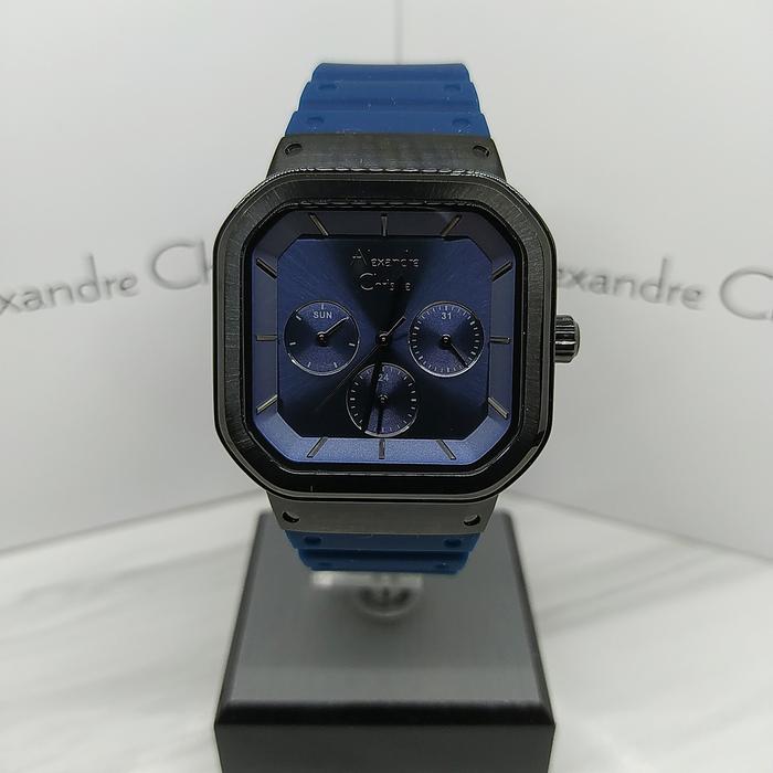 Jam Tangan WANITA ALEXANDRE CHRISTIE AC 2811 TALI KARET BIRU HITAM NEW