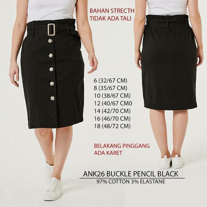 Skirt Anko Buckle Pencil Black ANK26