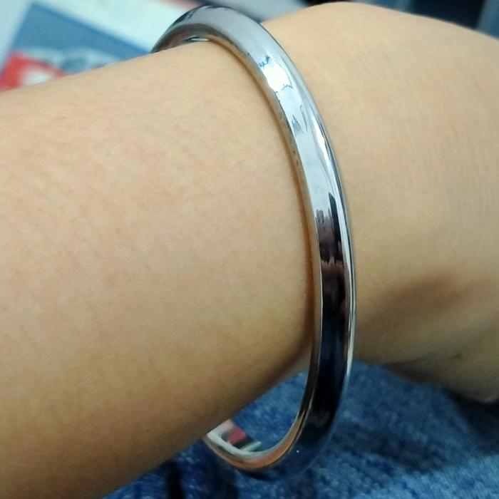 Gelang Bulat Stainless Steel Pria Model Sorong Anti Karat