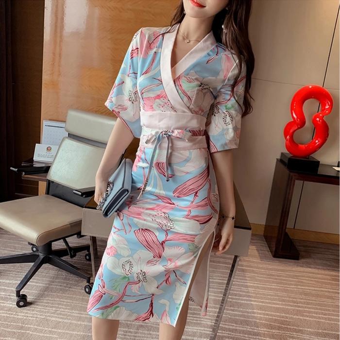 BM - Susan Floral Kimono Dress Import Baju Wanita Fashion IGF