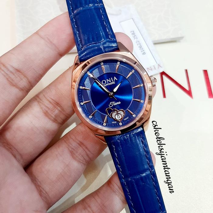 JAM TANGAN WANITA BONIA SAPPHIRE B10622-2582 BLUE ROSEGOLD ORIGINAL