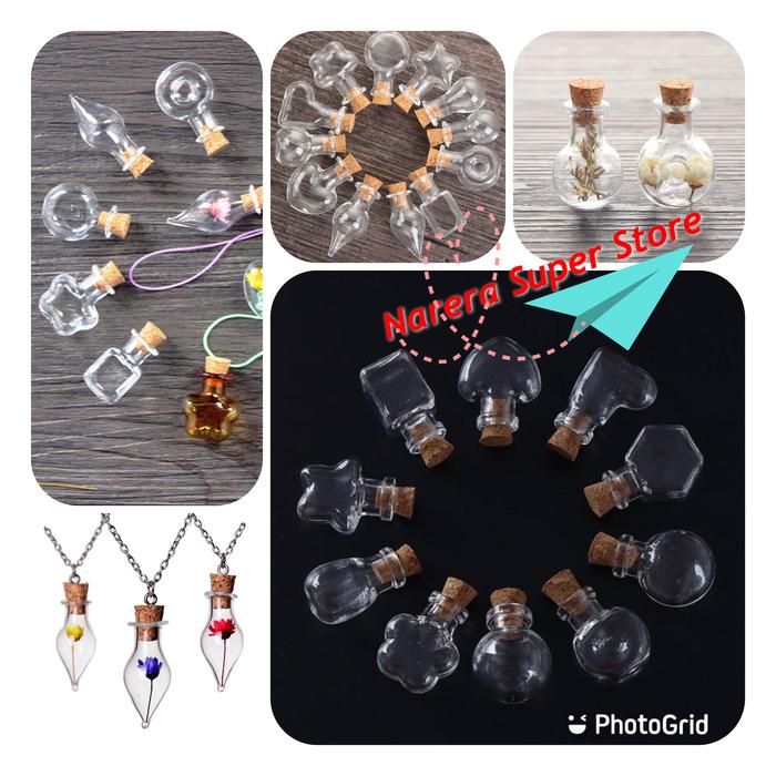 Botol Toples Kaca Hias Cantik Unik Mini Tutup Gabus Vial Parfum DIY