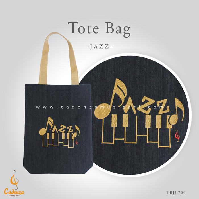 Tote Bag, Tas Musik Piano, Tas Jeans