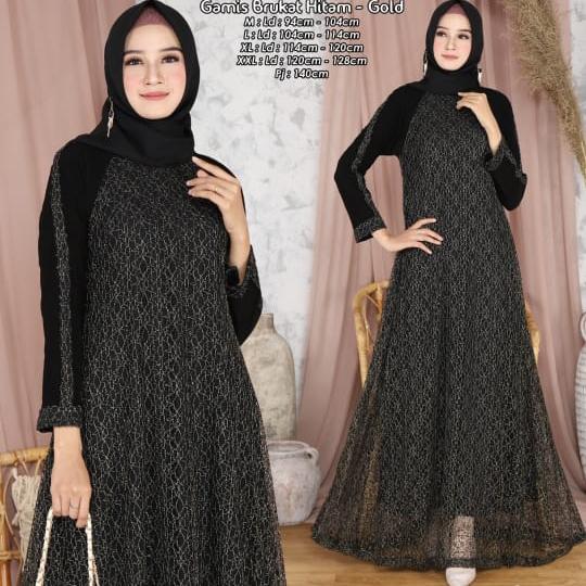 (COD)Gamis Brokat Hitam