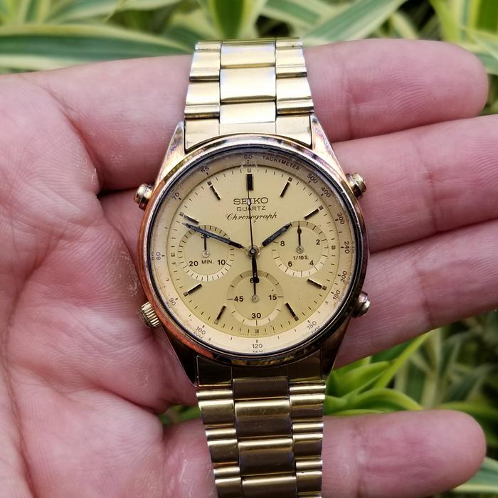 Ori 80s Seiko Quartz Chronograph 7A28-7020 gold plated all original