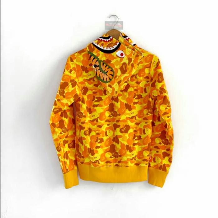 Bape Pubg Mobile Orange Camo Shark Full Zip hoodie