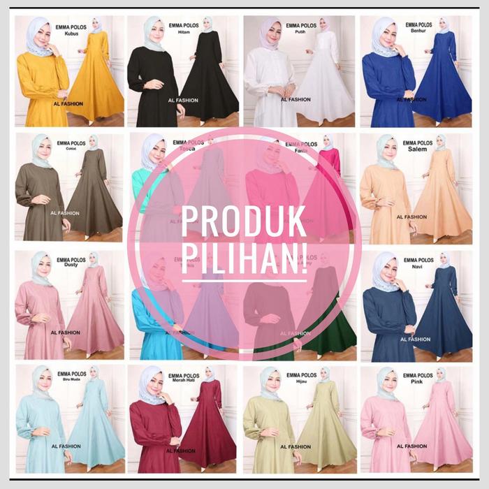 HOMEYDRESS MURAH SYARI GAMIS WANITA POLOS KATUN EMMA LD 100 CM