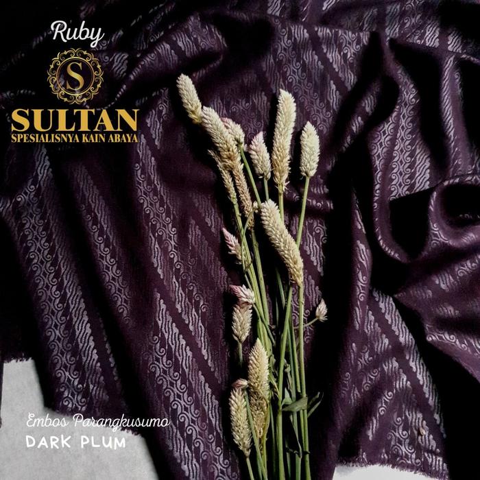 50CM EMBOS PARANGKUSUMO RUBY WOLLYCREPE WARNA DARK PLUM KAIN SULTAN