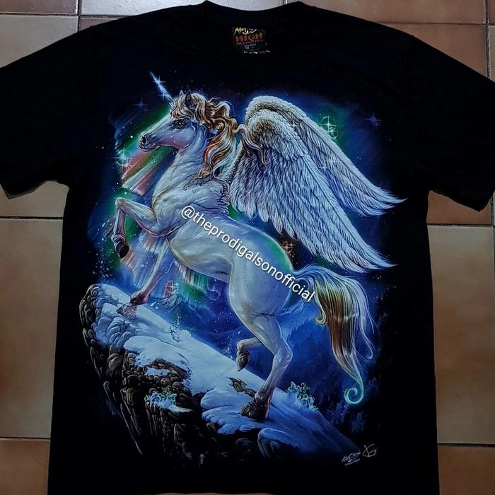 Kaos Rock Chang Import Sz XS, S & M Unicorn HD Glow in The Dark