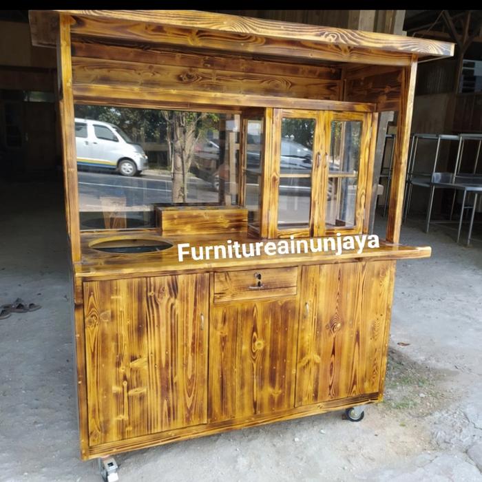Gerobak mie ayam bakso warna bakar finishing Glossy.