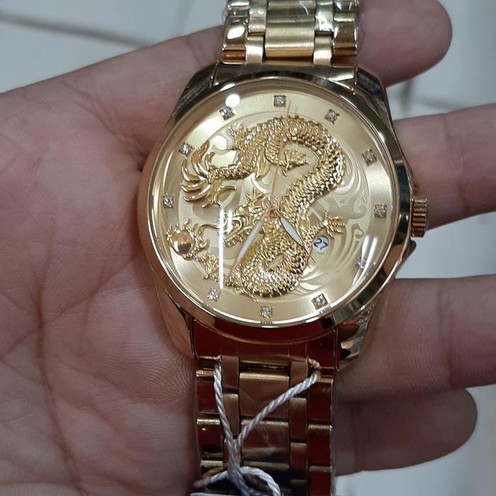 jam tangan tajima quartz dragon edition gold elegant