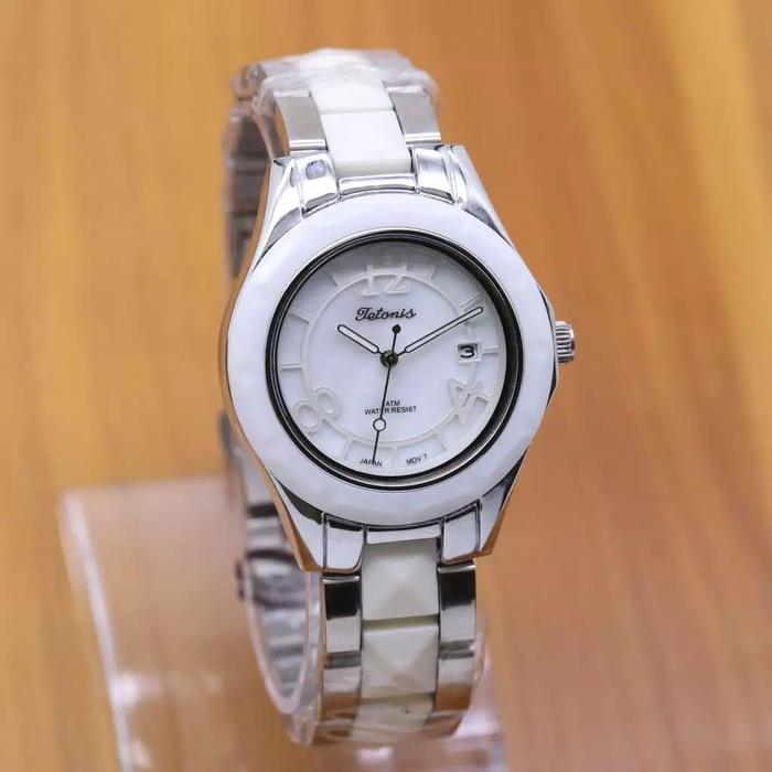 Jam tangan fashion wanita Tetonis TS906 Original Bahan Keramik - Putih