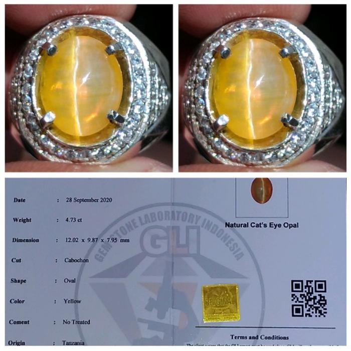 NATURAL CATS EYE OPAL - BATU PERMATA CAT EYES MATA KUCING