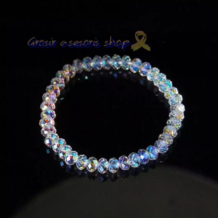 Gelang batu kristal putih bening kilau mewah