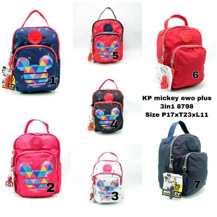 Tas Ransel Kipling 3in1 / Selempang Kipling Karakter / Backpack Mickey