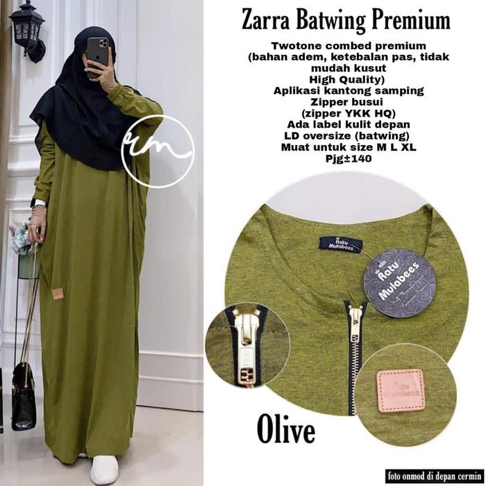 gamis wanita tetbaru zara batwing mat twotone combad premium adem teba