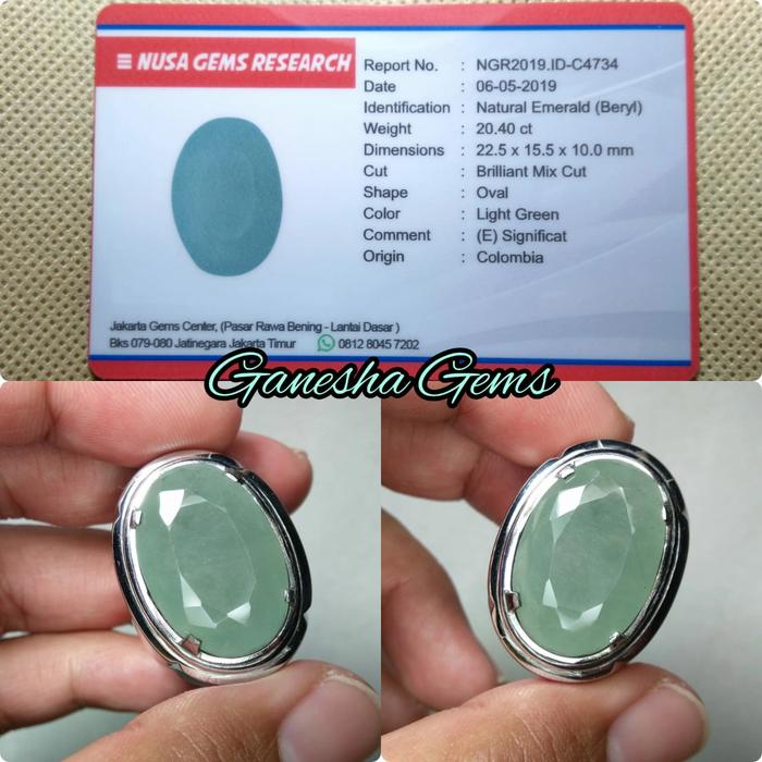 Natural Emerald Beryl 20.40 Ct - Zamrud Colombia - Memo NGR