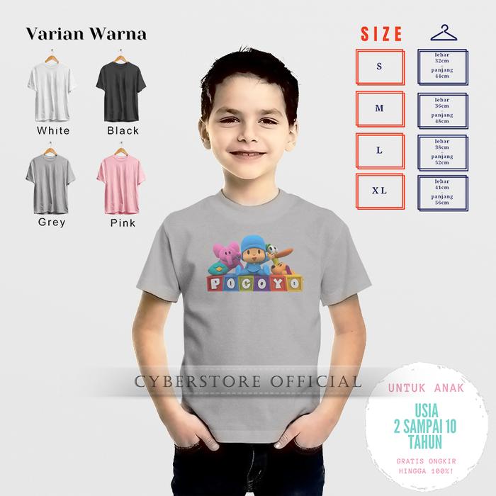 Baju Kaos Anak Pocoyo/T-shirt Kaos Kartun Anak Pocoyo Terbaru